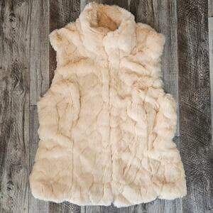 Faux Fur Pink Vest Womens M Ci Sono Cavalini Soft Pastel Full Zip Outdoor Winter